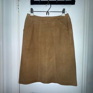 CHANEL Tan Suede A-Line Skirt